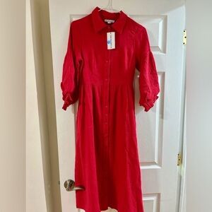Elegant Red Button-Up Dress